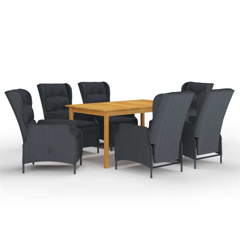 vidaXL Solid Acacia Wood 7-Piece Set Dining Set in Dark Gray