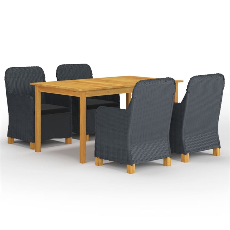 vidaXL Solid Acacia Wood Medium Dining Set in Dark Gray
