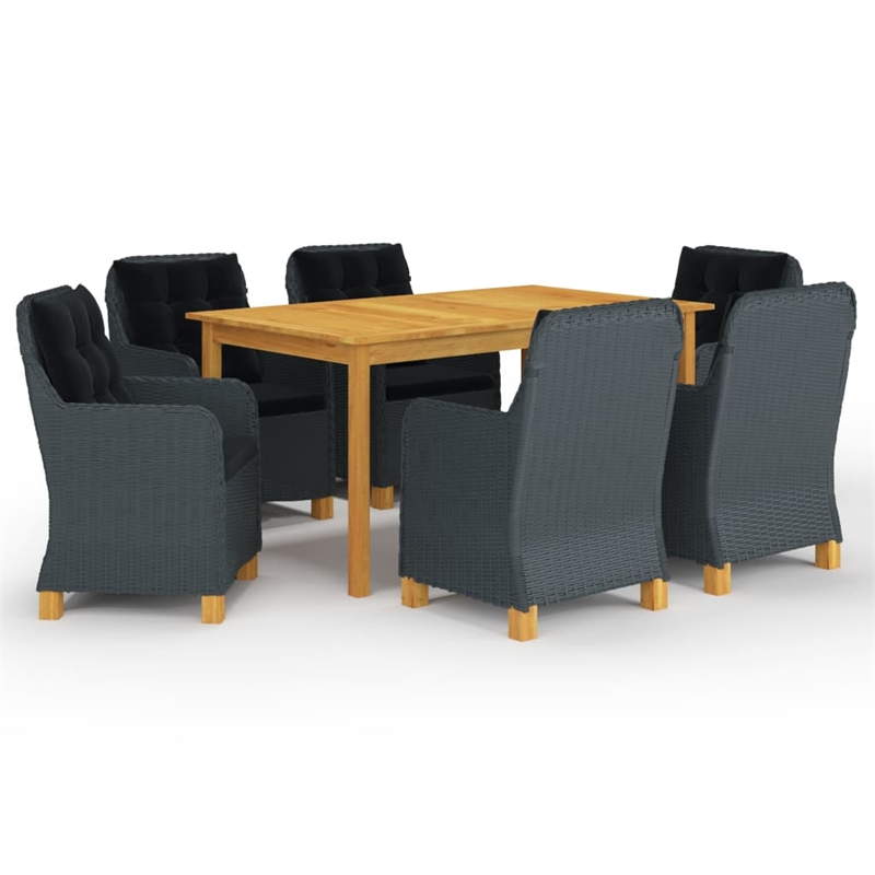 vidaXL 7 Piece Outdoor Dining Set in Gray