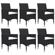 vidaXL Dining Set Table in Brown/Chairs in Black/Cushions Cream White