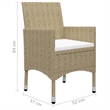 vidaXL Dining Set Table in Brown/Chairs in Beige/Cushions Cream White