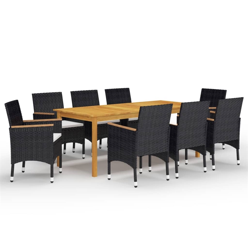 vidaXL Dining Set in Black and Cream White