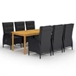 vidaXL Dining Set in Black/Natural Wood