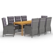 vidaXL 9 Piece Garden Patio Dining Set in Gray