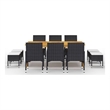 vidaXL Dining Set Table in Brown/Chairs in Black/Cushions Cream White
