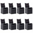 vidaXL Solid Acacia Wood Large Adjustable Armrests Dining Set in Black