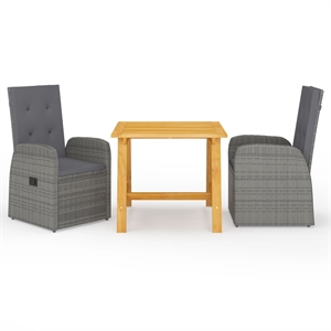 vidaXL 3 Piece  Dining Set in Gray