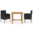 vidaXL Solid Acacia Wood & PE Rattan Dining Set in Black