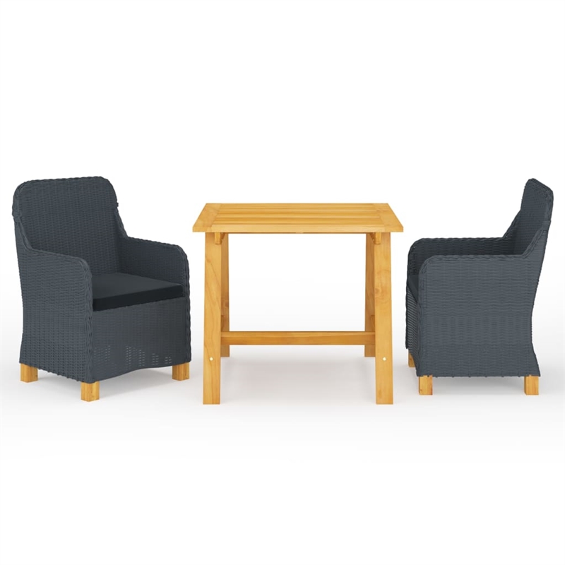 vidaXL Solid Acacia Wood Compact Durable Dining Set in Dark Gray