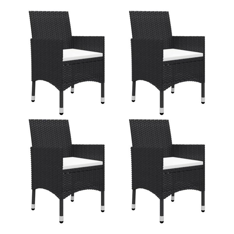 vidaXL Solid Acacia Wood Medium Dining Set in Black/Cream White