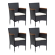 vidaXL Solid Acacia Wood Standard Tough Dining Set in Black