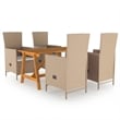 vidaXL Solid Acacia Wood Dining Set in Beige/Cream White