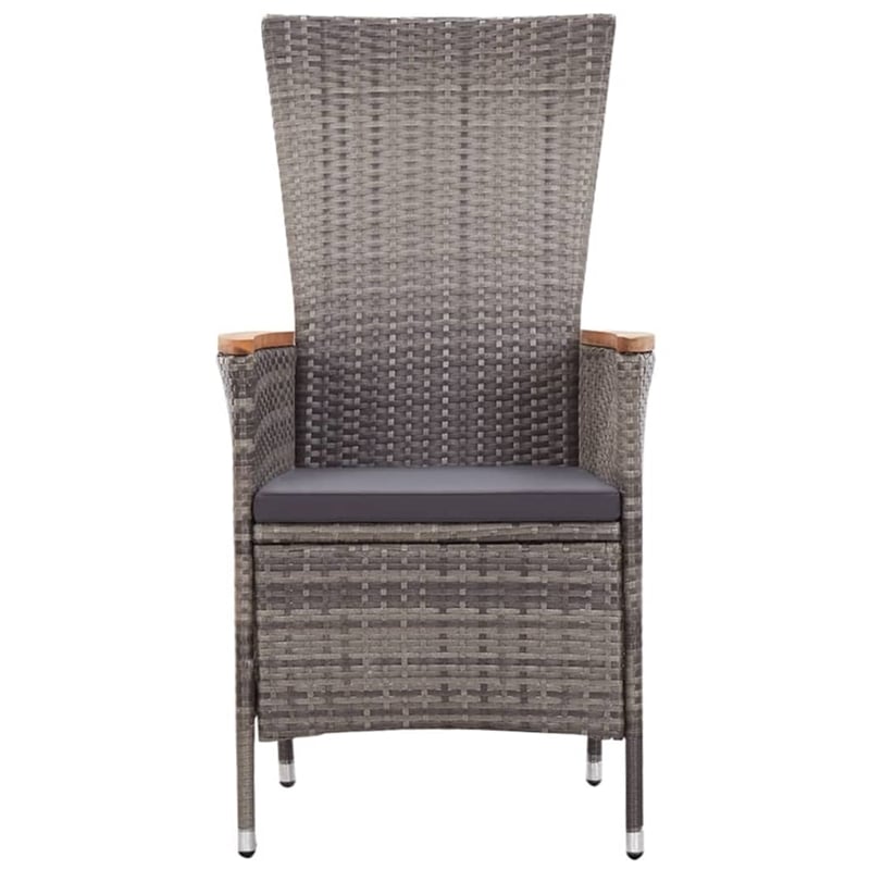 vidaXL Solid Acacia Wood & Powder-Coated Steel Dining Set in Gray