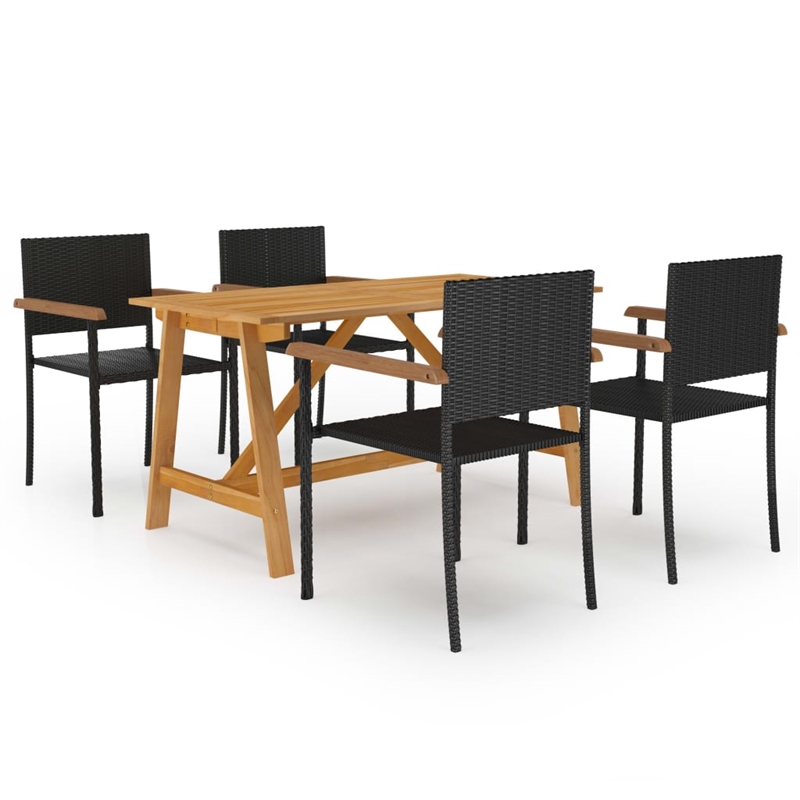 vidaXL Dining Set in Black and Brown