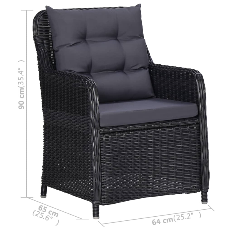 vidaXL Dining Set in Black/Rattan/Dark Gray/Wood