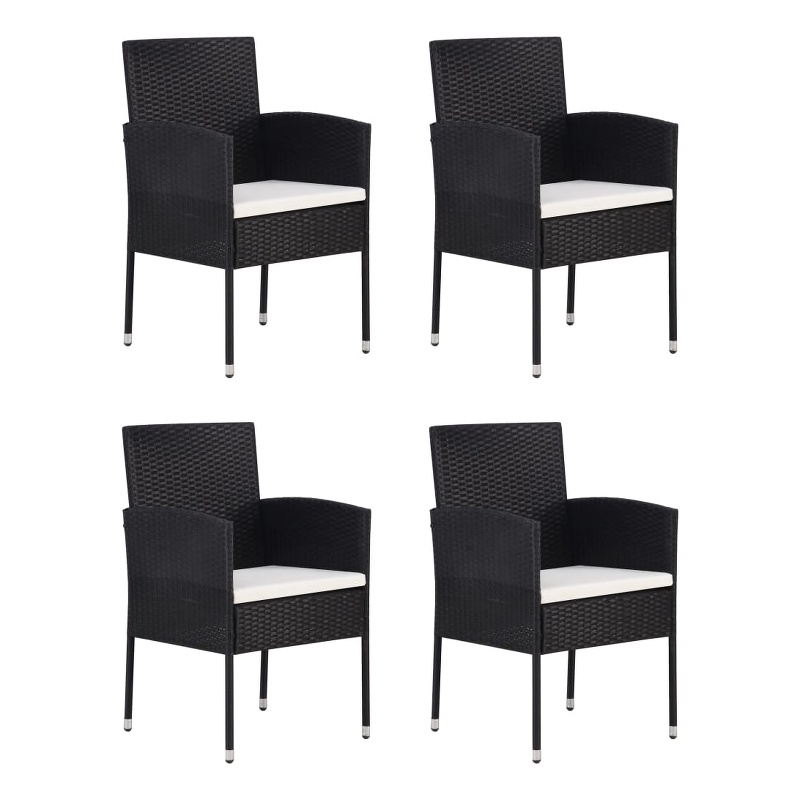 vidaXL Acacia Wood & Powder-Coated Steel Medium Dining Set in Black