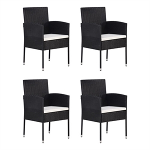 vidaXL Acacia Wood & Powder-Coated Steel Medium Dining Set in Black
