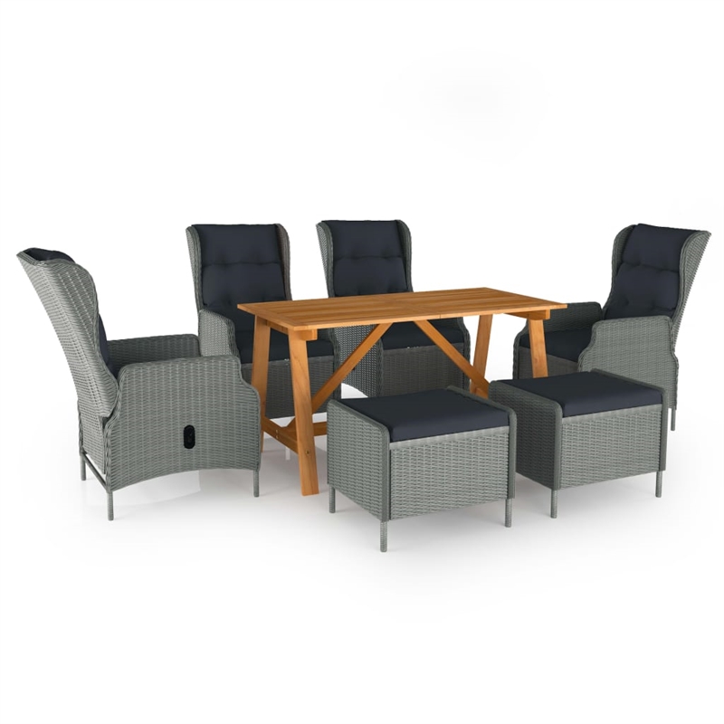 vidaXL Solid Acacia Wood Standard Dining Set in Light Gray