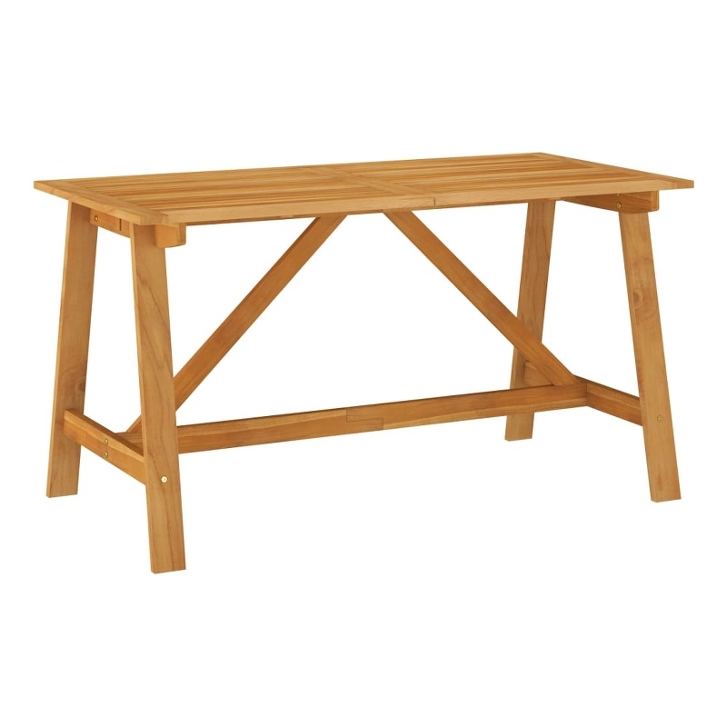 vidaXL Solid Acacia Wood Standard Dining Set in Light Gray