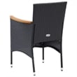 vidaXL Solid Acacia Wood Large Ergonomic Dining Set in Black