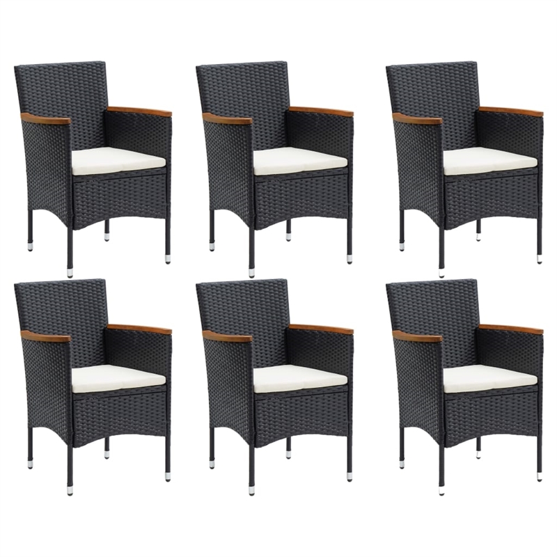 vidaXL Solid Acacia Wood Large Ergonomic Dining Set in Black