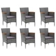 vidaXL Solid Acacia Wood/Powder-Coated Steel/PE Rattan Dining Set in Gray