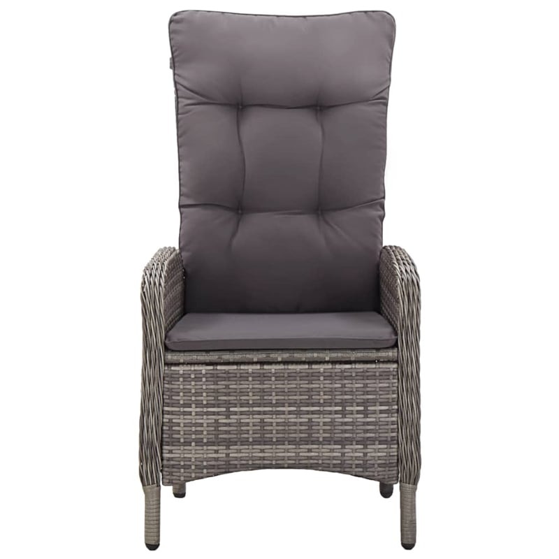 vidaXL Solid Acacia Wood/PE Rattan/Powder-Coated Steel Dining Set in Gray