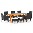 vidaXL Dining Set in Black/Cream White