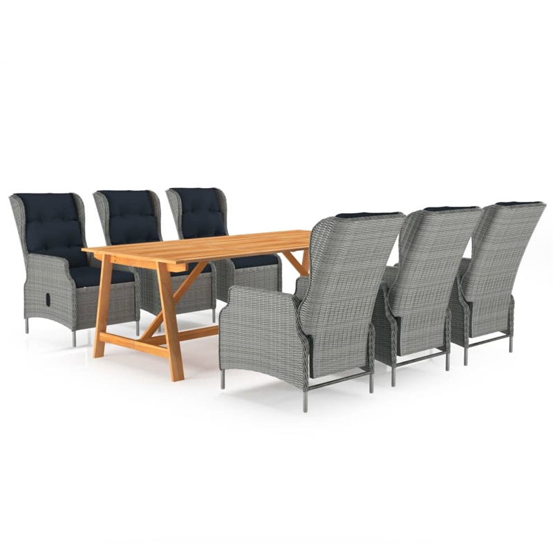 vidaXL 7 Piece Dining Set in Light Gray/Black