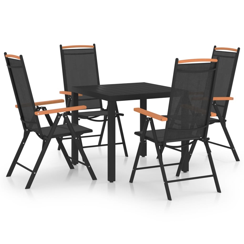 vidaXL Powder-Coated Aluminum Dining Set in Black