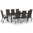 vidaXL Powder-Coated Aluminum Dining Set in Black