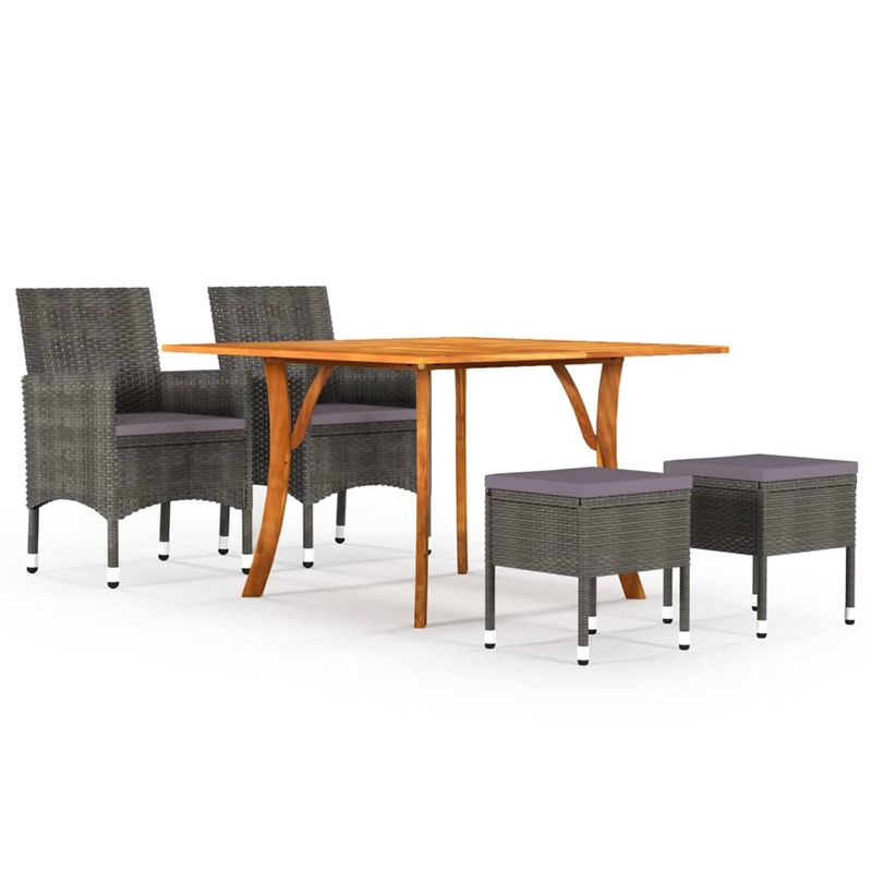 vidaXL Solid Acacia Wood Medium Durable Dining Set in Gray