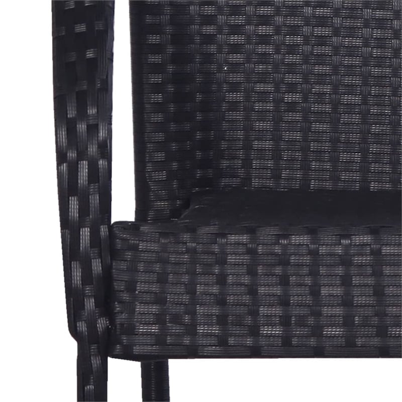 vidaXL Solid Acacia Wood/PE Rattan 7 Piece Stackable Dining Set in Black