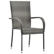 vidaXL Solid Acacia Wood Stackable Dining Set in Gray