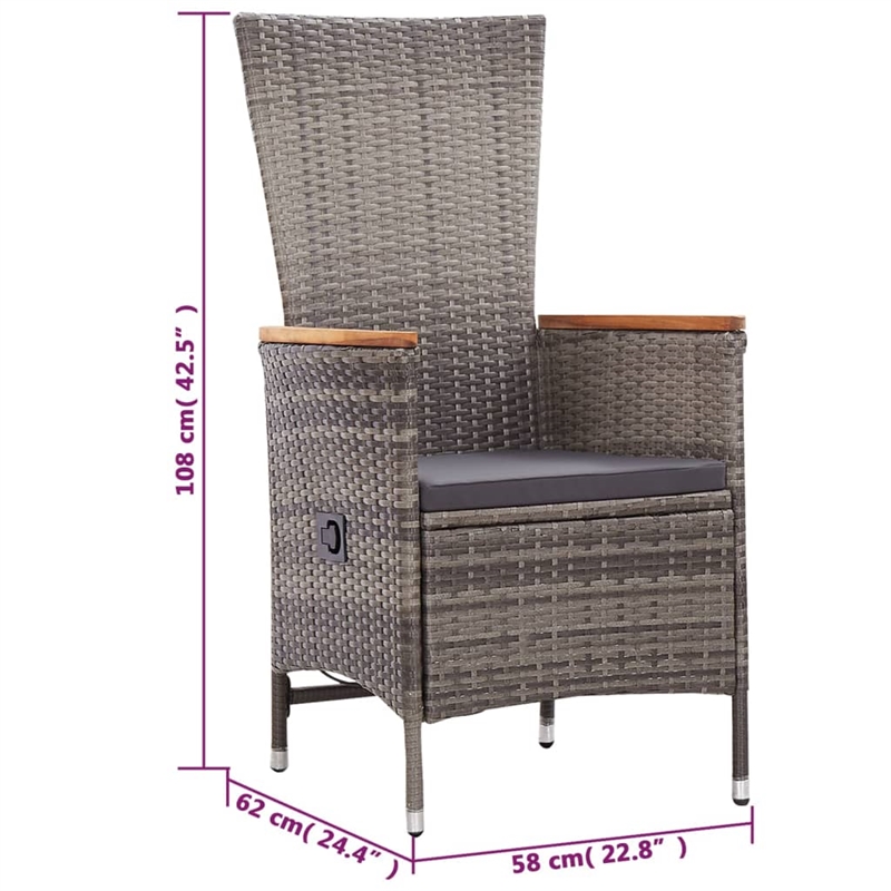 vidaXL Solid Acacia Wood Large Dining Set in Gray