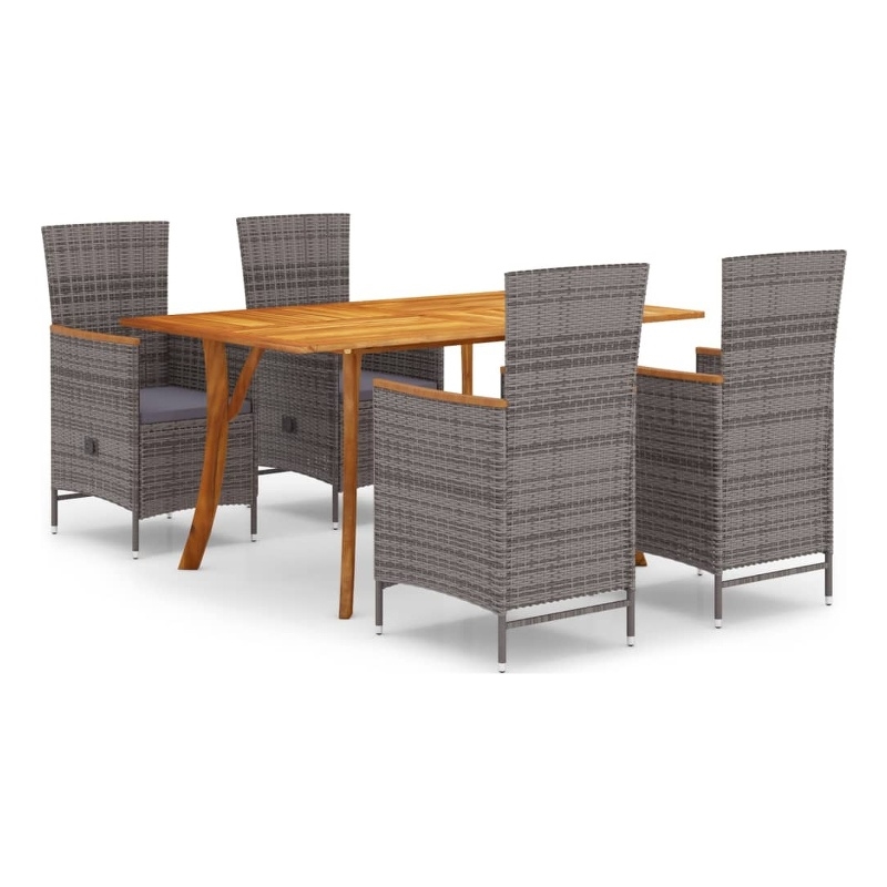 vidaXL Solid Acacia Wood Large Dining Set in Gray