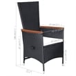 vidaXL Dining Set Table in Black/Chair in Black With Cream Cushions