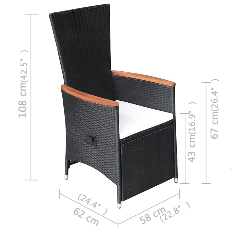 vidaXL Dining Set in Black/Cream White