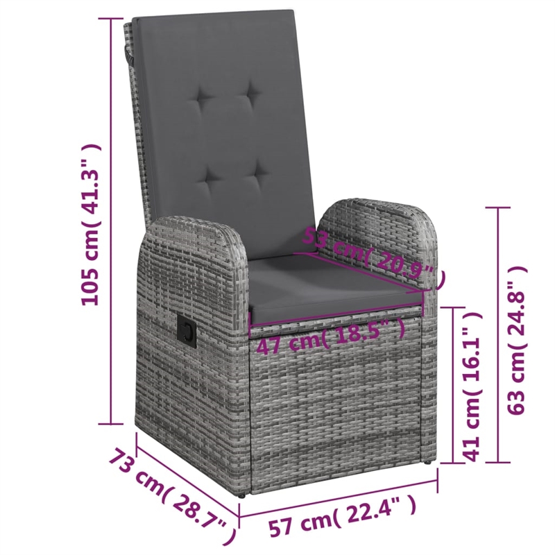vidaXL Solid Acacia Wood Large Foldable Dining Set in Gray