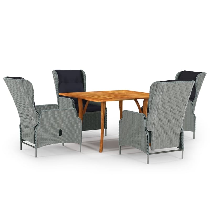 vidaXL Dining Set in Light Gray and Black