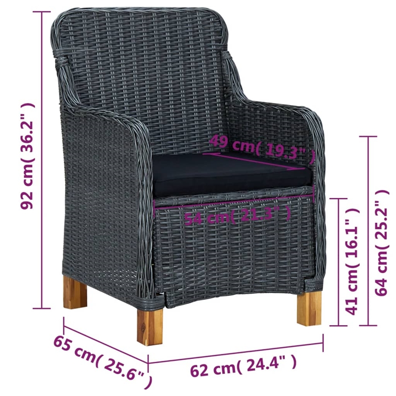 vidaXL Dining Set in Dark Gray/Black