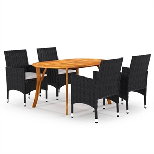vidaXL Solid Acacia Wood 5 Piece Set Dining Set in Black