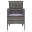 vidaXL Solid Acacia Wood/PE Rattan Medium Durable Dining Set in Gray