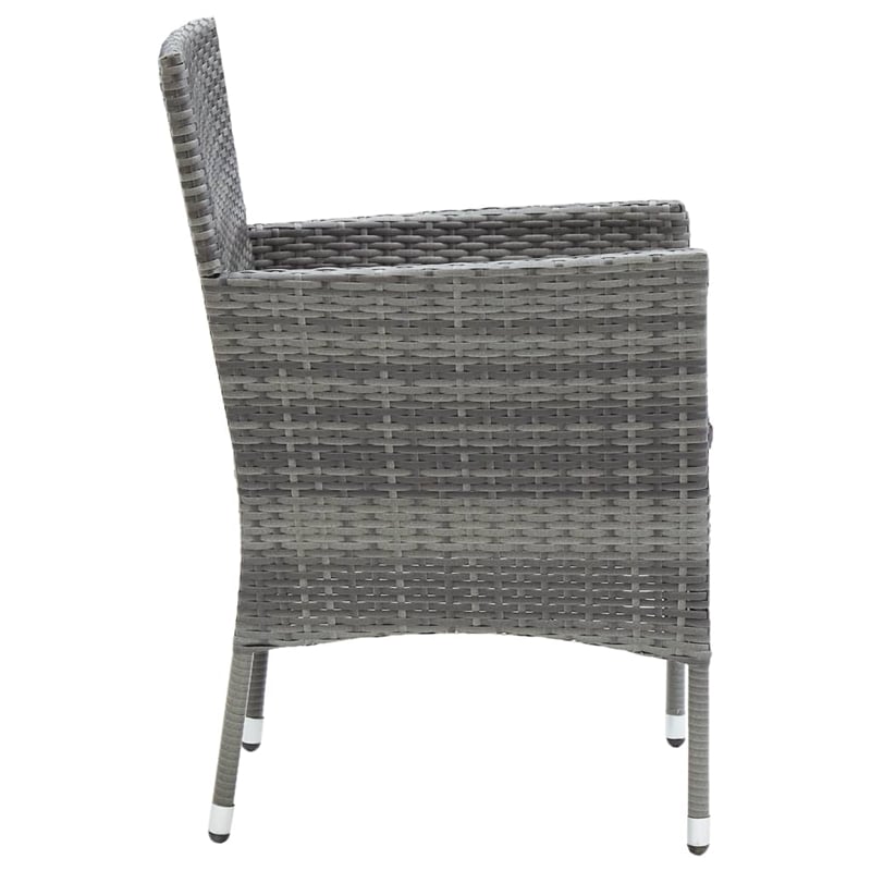 vidaXL Solid Acacia Wood/PE Rattan Medium Durable Dining Set in Gray