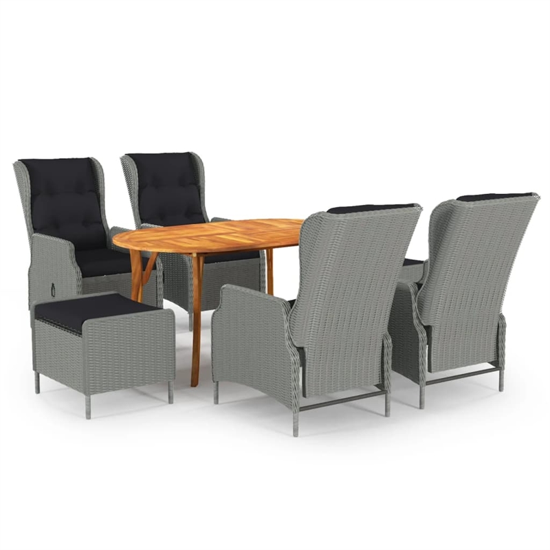 vidaXL 7 Piece Dining Set in Light Gray/Black
