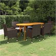 vidaXL Dining Set in Brown/Cream White