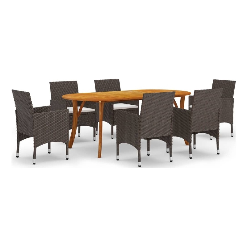 vidaXL Dining Set in Brown/Cream White