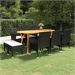 vidaXL Solid Acacia Wood 9 Piece Dining Set in Black