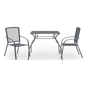vidaXL Steel With E-Coated and Powder-Coated Dining Set in Anthracite/Gray