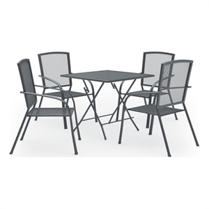 vidaXL Steel With E-Coated and Powder-Coated Dining Set in Anthracite/Gray